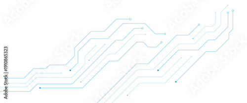 Technology blue circuit diagram on white background. High-tech circuit board connection system.Vector abstract technology on white background.