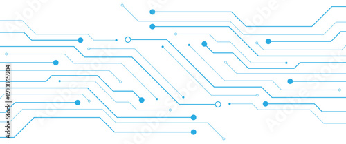 Abstract white blue digital technology futuristic circuit board background design. Technology dots lines connect network background.