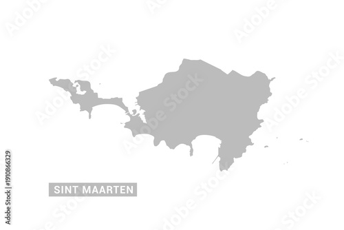 Sint Maarten map - Minimal Flat Vector Illustration in Black and Gray, Isolated on White Background, Ideal for Infographics, Educational Use, Reports, and Presentations.