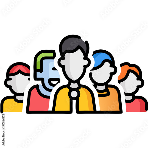 Diverse Group of People Vector Illustration Flat Design Graphic Representing Teamwork, Community, and Social Interaction Concepts.