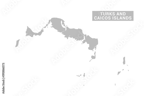 Turks and Caicos Islands map - Minimal Flat Vector Illustration in Black and Gray, Isolated on White Background, Ideal for Infographics, Educational Use, Reports, and Presentations.