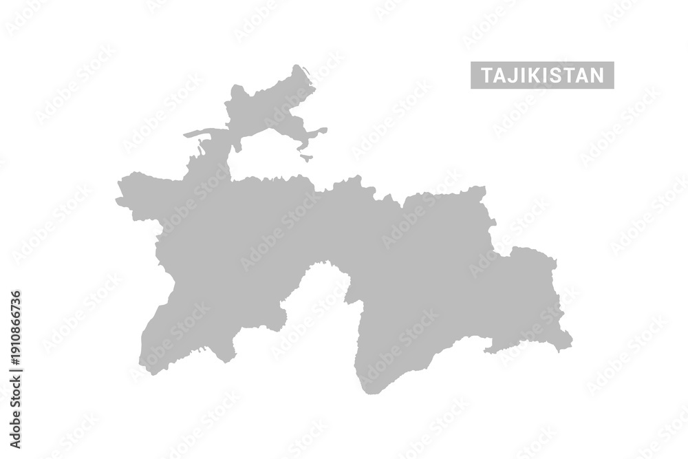 Fototapeta premium Tajikistan map - Minimal Flat Vector Illustration in Black and Gray, Isolated on White Background, Ideal for Infographics, Educational Use, Reports, and Presentations.