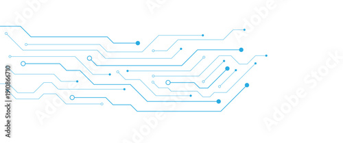 Abstract white blue digital technology futuristic circuit board background design. Technology dots lines connect network background.