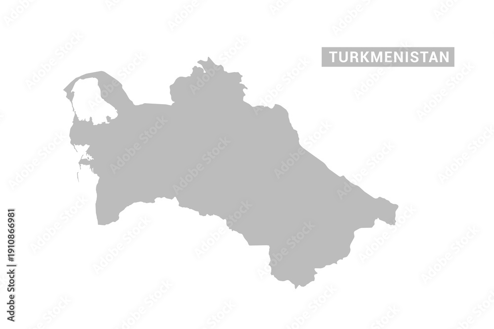 Obraz premium Turkmenistan map - Minimal Flat Vector Illustration in Black and Gray, Isolated on White Background, Ideal for Infographics, Educational Use, Reports, and Presentations.