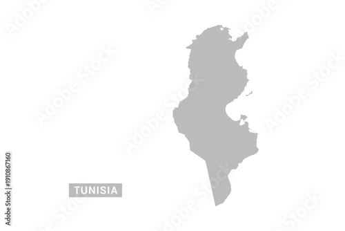 Tunisia map - Minimal Flat Vector Illustration in Black and Gray, Isolated on White Background, Ideal for Infographics, Educational Use, Reports, and Presentations.