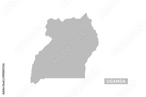 Uganda map - Minimal Flat Vector Illustration in Black and Gray, Isolated on White Background, Ideal for Infographics, Educational Use, Reports, and Presentations.