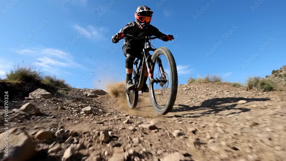 custom made wallpaper toronto digitalMountain Biker Riding Down a Rocky Dirt Trail on a Sunny Day.
