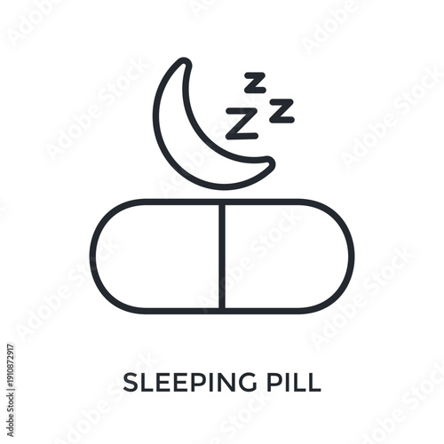 Sleeping Pill Icon Outline Style. Vector Illustration For Graphic Design
