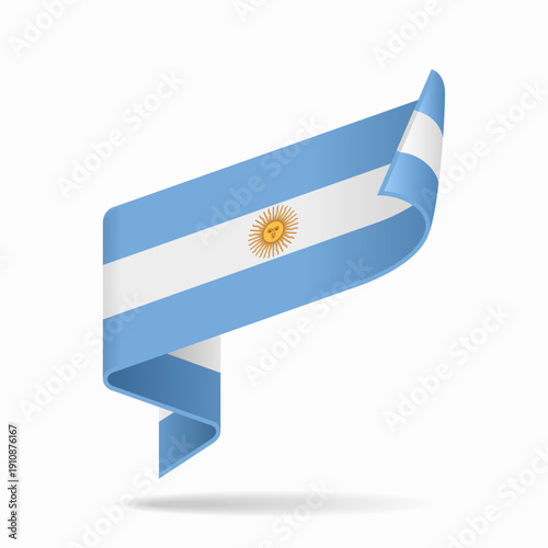 Argentinean flag ribbon icon for patriotic, cultural, or national-themed designs. Vector illustration.