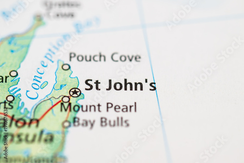Konstfotografi Detailed map of St Johns Newfoundland urban location navigation concept