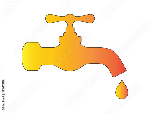 Water tap with dripping drop silhouette vector, water tap. Water Faucet and Tap Icon
