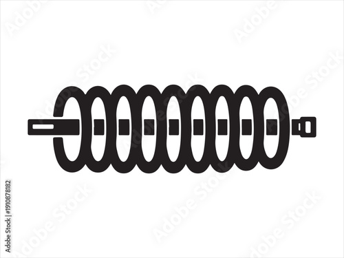 Coil Spring with Ring Line silhouette vector illustration, Mechanical Spring Coil Icon