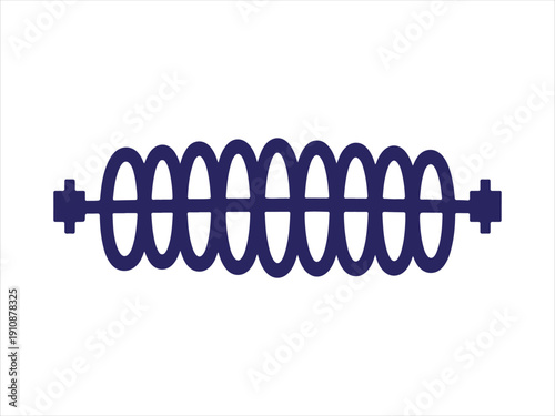 Coil Spring with Ring Line silhouette vector illustration, Mechanical Spring Coil Icon