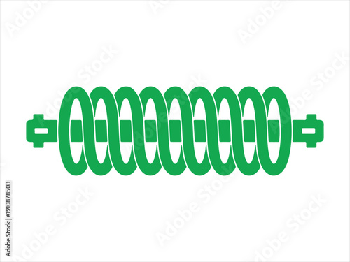 Coil Spring with Ring Line silhouette vector illustration, Mechanical Spring Coil Icon