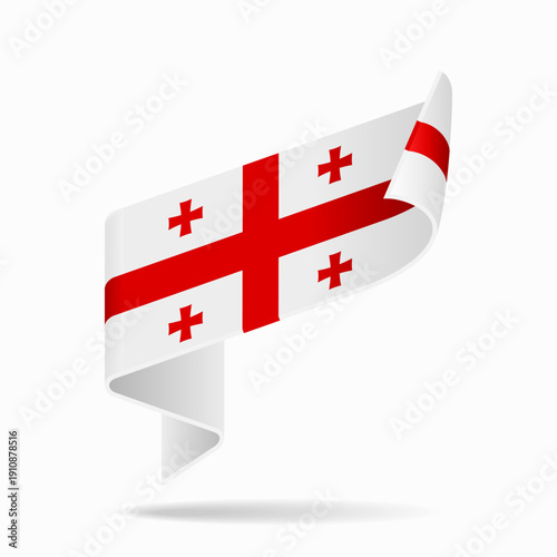 Georgian flag ribbon icon for patriotic, cultural, or national-themed designs. Vector illustration.