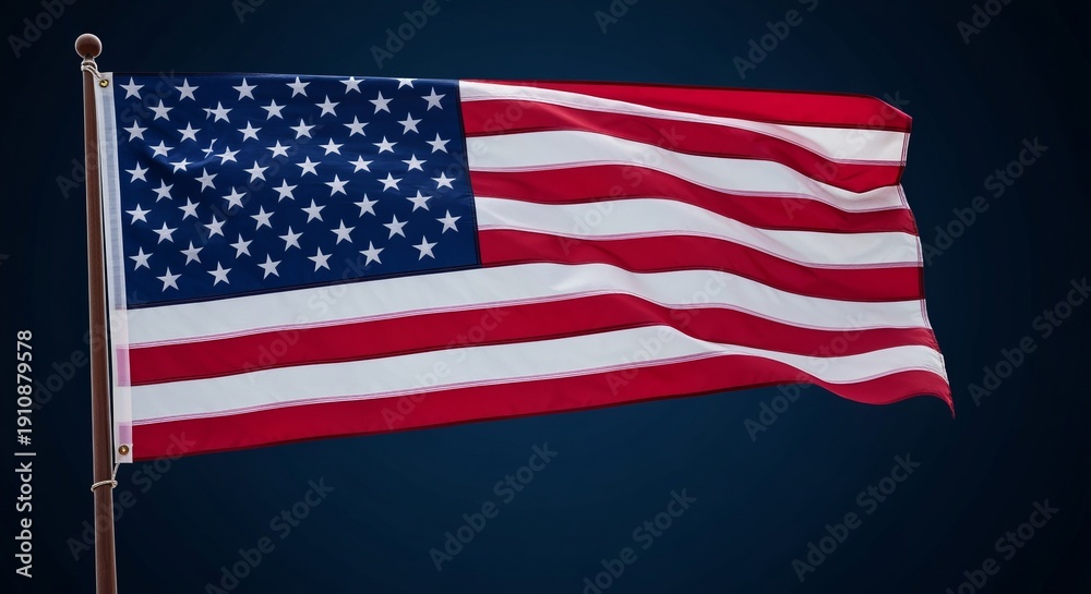 Fototapeta premium American Flag Waves Proudly in the Breeze, Representing Freedom and Patriotism on Independence Day