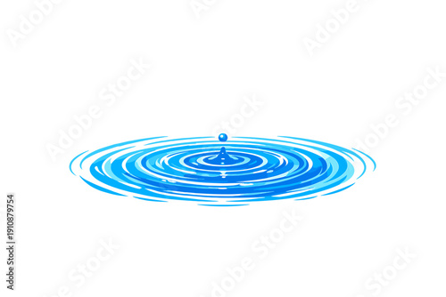 A digital illustration of a single blue water drop falling into a pool, creating concentric circular ripples on a solid black background. The image shows a clean, stylized splash effect.