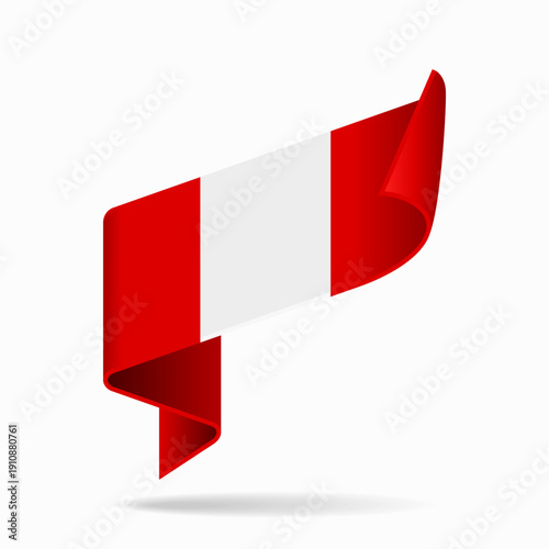 Peruvian flag ribbon icon for patriotic, cultural, or national-themed designs. Vector illustration.