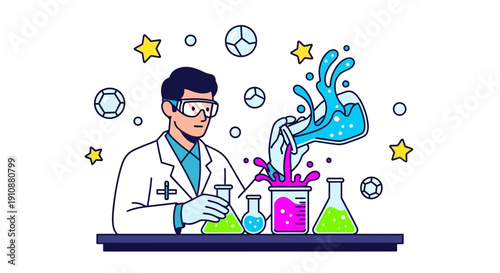 Scientist Conducting Experiment in Laboratory Setting.