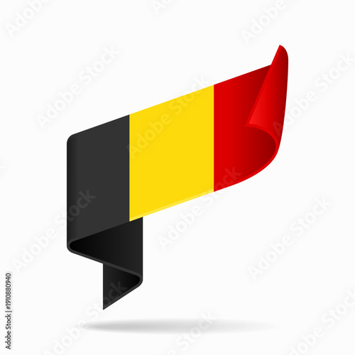 Belgian flag ribbon icon for patriotic, cultural, or national-themed designs. Vector illustration.