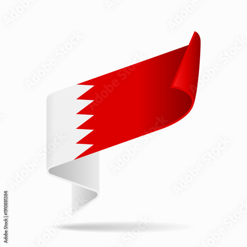 Bahraini flag ribbon icon for patriotic, cultural, or national-themed designs. Vector illustration.