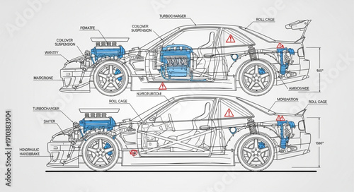 Technical Drawing of Tractor Parts.