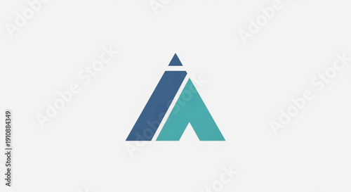 Modern minimalist geometric logo design featuring a stylized letter A or triangular shape in professional blue and teal colors. This clean, professional vector icon is ideal for corporate branding.