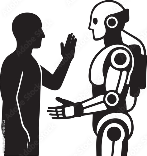 Human Instructor Mentoring and Training AI Robot Icon