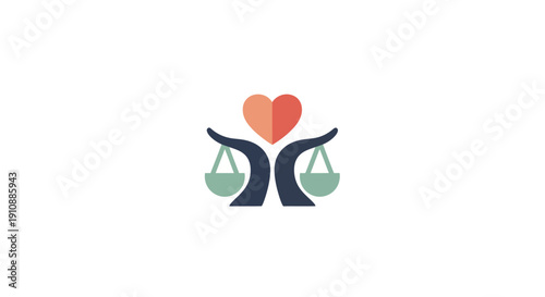 Scales with heart symbol logo design.
