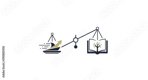 Scale Weighing Ship and Open Book.