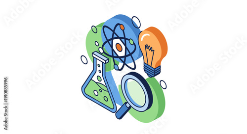 Science Education Symbols with Laboratory Equipment.