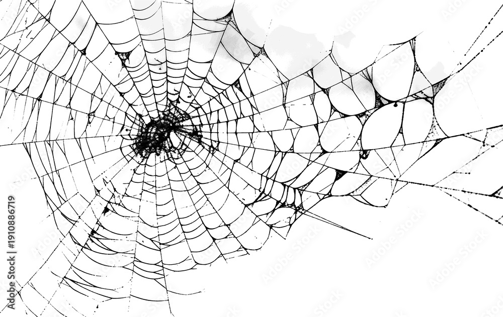 Obraz premium Realistic White Spider Web Overlay on Dark Background