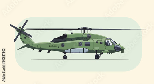Pixelated illustration of a military-style helicopter in olive green