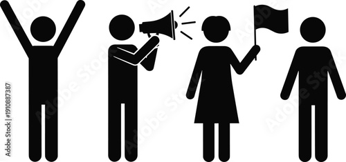 Silhouette, collection, of, construction, workers, engineers, surveyors, and, businessmen, plus, heavy, machinery, like, excavators, and, tractors, on, a, white, background.