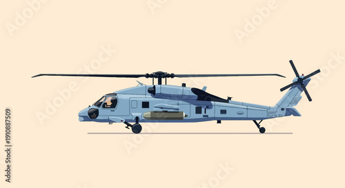 Pixel art illustration of a light blue military helicopter in profile