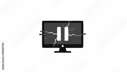 Cracked Screen Monitor Display Broken.