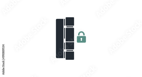 Server with Padlock Security Protection Icon.