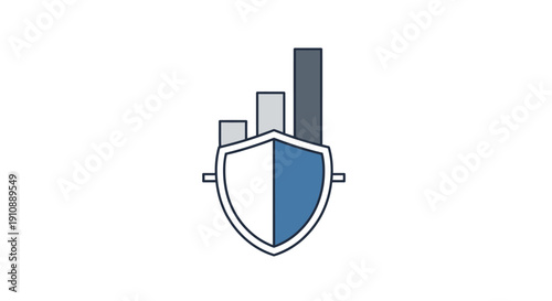 Shield Icon with Cityscape Elements Security.