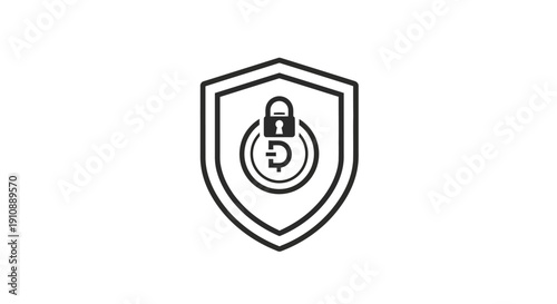 Shield Icon with Lock and Currency Symbol.