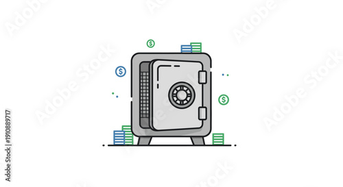 Secure metal safe with dial lock.