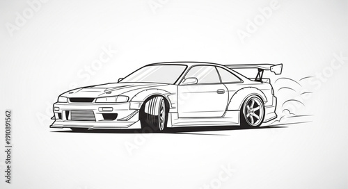 Tuning Car Drawing Speed Motion Line Art.
