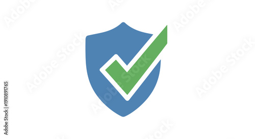 Shield with green check mark.
