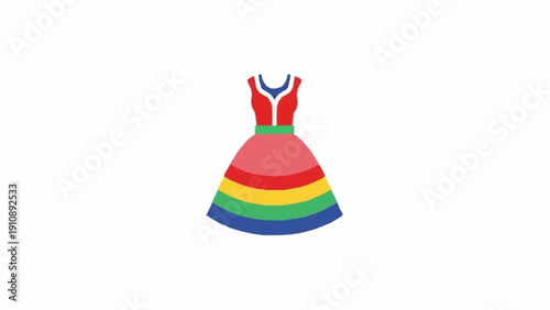 Colorful Rainbow Dress Fashion Illustration Design.