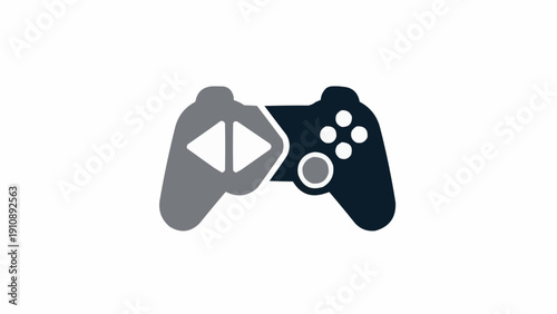 Dual Colored Gaming Controller Illustration.