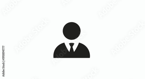 Simple Black Businessman Icon Silhouette.