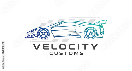 Velocity Customs Sports Car Logo Design.