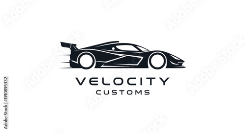 Velocity Customs Sports Car Logo Design.