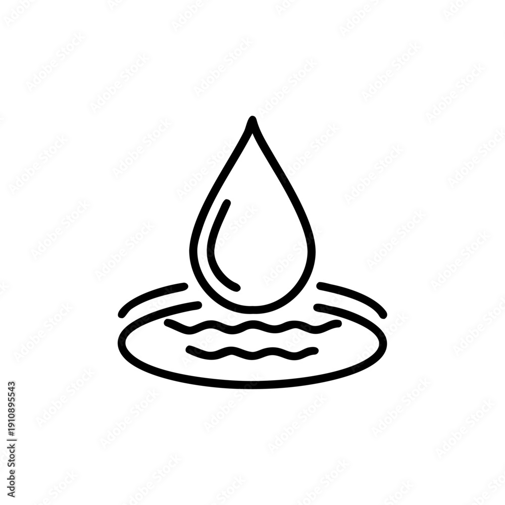 Fototapeta premium A shiny blue vector illustration of a clean water drop and an oil droplet design featuring a clear liquid reflection and wet nature symbol for a modern environment icon