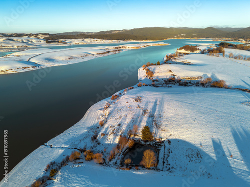 Spezzano della Sila, province of Cosenza, view of Lake Cecita in winter, Sila National Park, Calabria, Italy