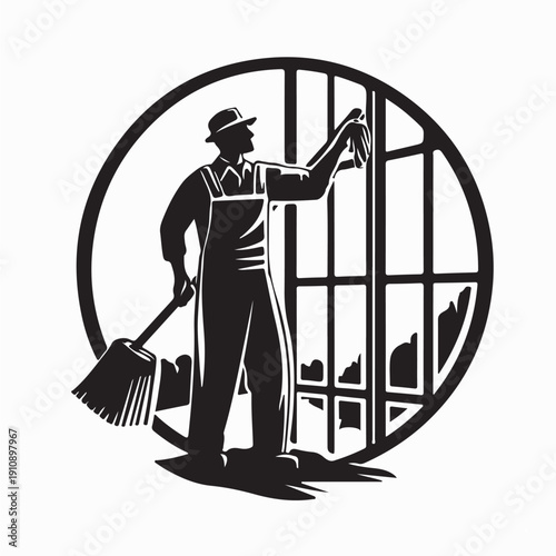 Window Cleaning Logo Design Vector Isolated on White Background